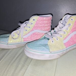 Vans Glittery Pink, Yellow, and Blue Kids High-Tops